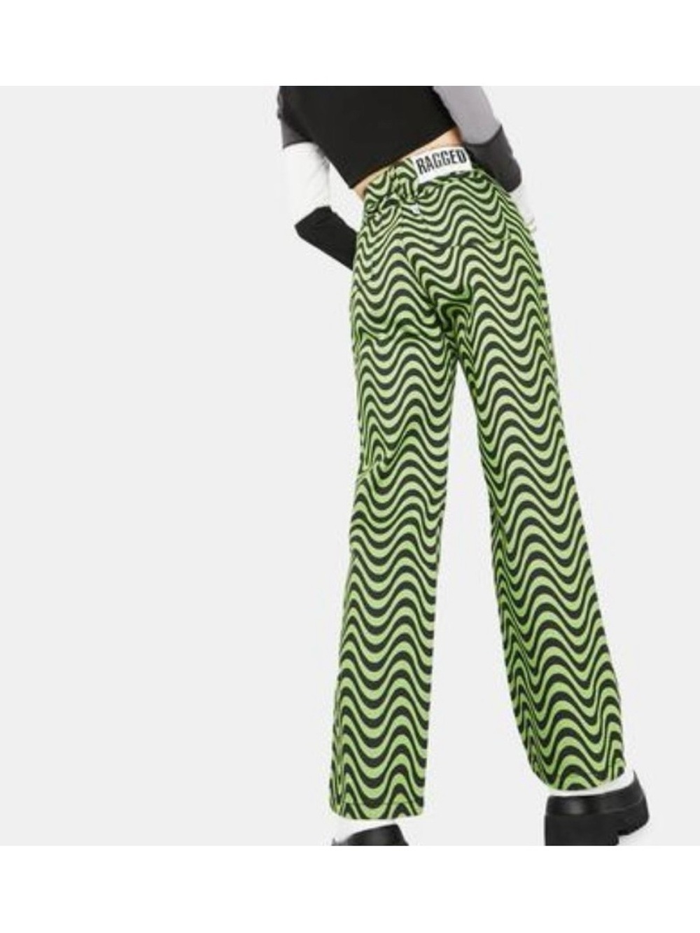The Ragged priest lime & charcoal wave Dad jeans - Picture 3 of 12